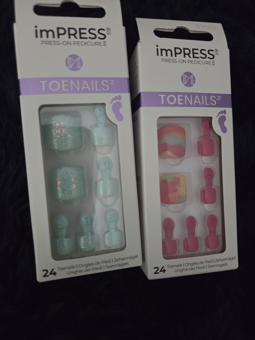 NWT imPRESS Mint Glitter & Pink Tie-Dye Press-On Toenails
